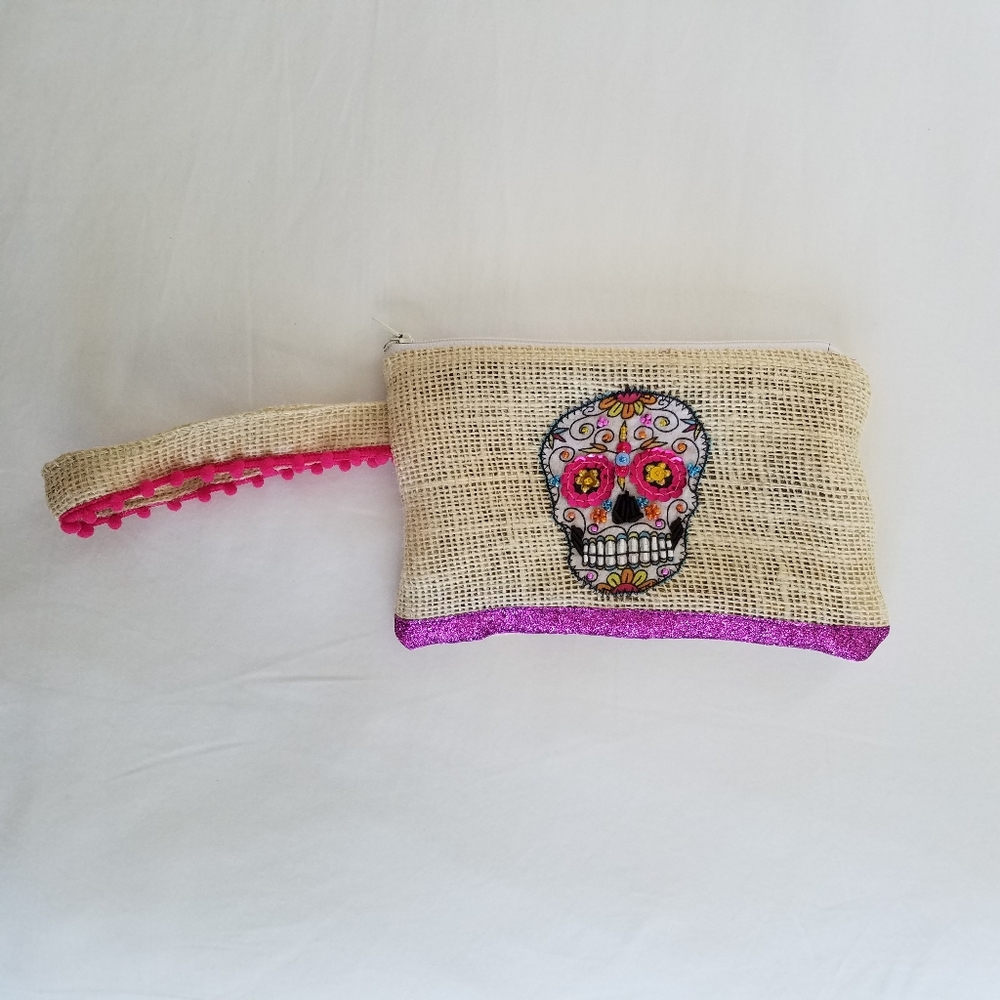Handmade🪡 Catrina - Coco - Sugar Skull Wristlet - Clutch bag - Make-up bag